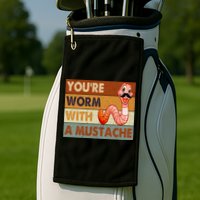 Funny Youre Worm With A Mustache Vintage Retro Mustache Golf Towel