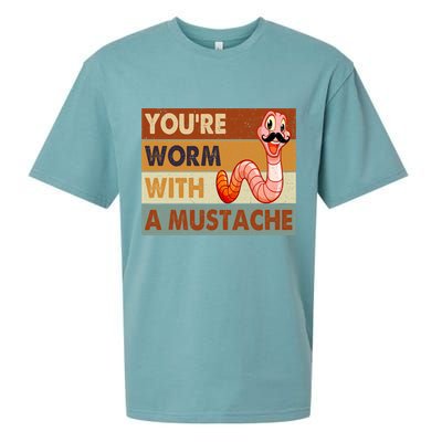 Funny Youre Worm With A Mustache Vintage Retro Mustache Sueded Cloud Jersey T-Shirt