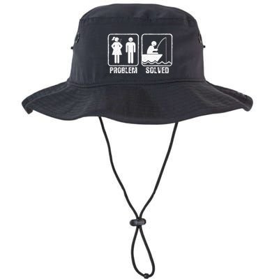 Fishermen Yelling Wife Problem Solved Funny Fishing Legacy Cool Fit Booney Bucket Hat