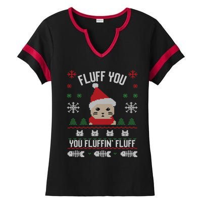 Fluff You You Fluffin' Fluff Funny Holiday Sweater Graphic Gift Ladies Halftime Notch Neck Tee