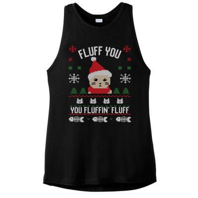 Fluff You You Fluffin' Fluff Funny Holiday Sweater Graphic Gift Ladies PosiCharge Tri-Blend Wicking Tank