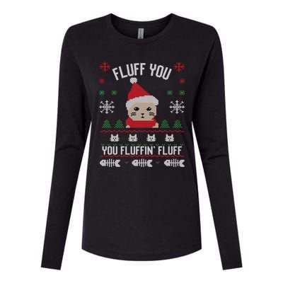 Fluff You You Fluffin' Fluff Funny Holiday Sweater Graphic Gift Womens Cotton Relaxed Long Sleeve T-Shirt