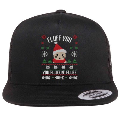 Fluff You You Fluffin' Fluff Funny Holiday Sweater Graphic Gift Flatbill Hat