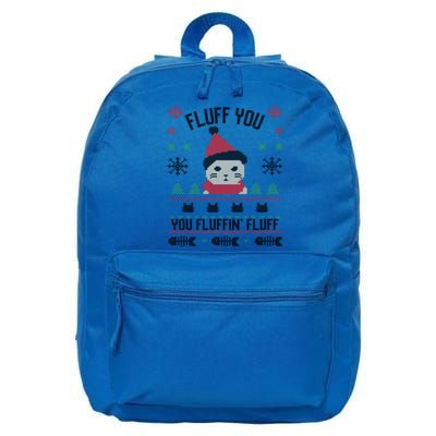 Fluff You You Fluffin' Fluff Funny Holiday Sweater Graphic Cute Gift 16 in Basic Backpack