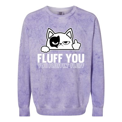 Fluff You You Fluffin' Fluff Middle Finger Cat Gift Kitten Cool Gift Colorblast Crewneck Sweatshirt