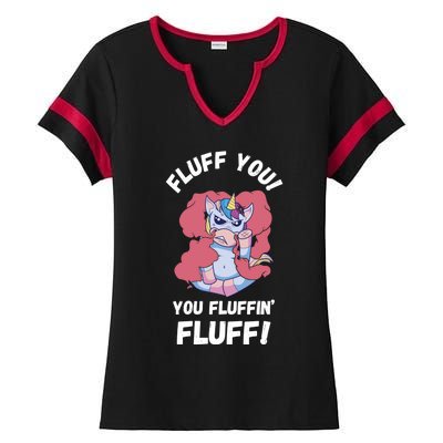 Fluff You You Fluffin' Fluff Motherfluffer Grumpy Unicorn Meaningful Gift Ladies Halftime Notch Neck Tee