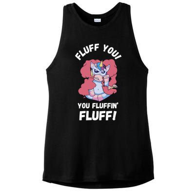 Fluff You You Fluffin' Fluff Motherfluffer Grumpy Unicorn Meaningful Gift Ladies PosiCharge Tri-Blend Wicking Tank