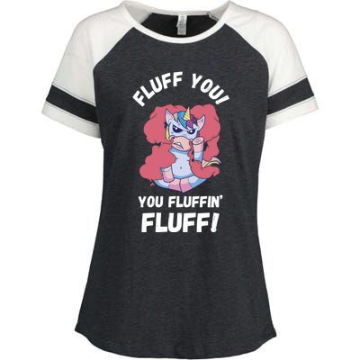 Fluff You You Fluffin' Fluff Motherfluffer Grumpy Unicorn Meaningful Gift Enza Ladies Jersey Colorblock Tee