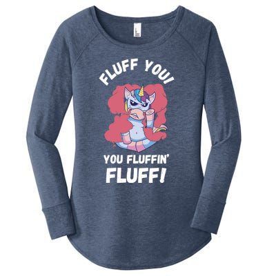 Fluff You You Fluffin' Fluff Motherfluffer Grumpy Unicorn Meaningful Gift Women's Perfect Tri Tunic Long Sleeve Shirt