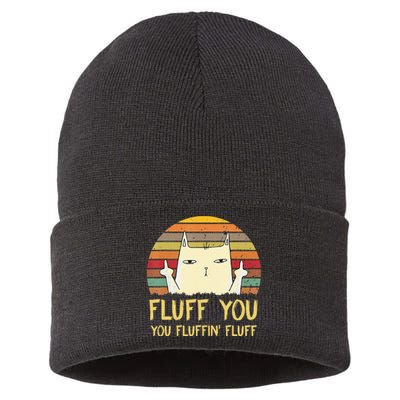 Fluff You You Fluffin' Fluff Funny Meow Cat Kitten Sustainable Knit Beanie