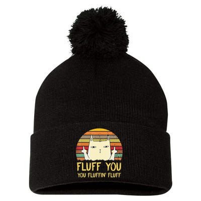 Fluff You You Fluffin' Fluff Funny Meow Cat Kitten Pom Pom 12in Knit Beanie