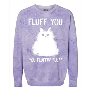 Fluff You You Fluffin' Fluff Gift Funny Cat Kitten Gift Colorblast Crewneck Sweatshirt