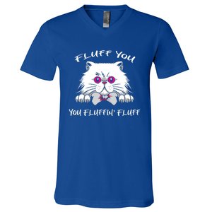 Fluff You You Fluffin' Fluff Gift Funny Cat Kitten Meaningful Gift V-Neck T-Shirt