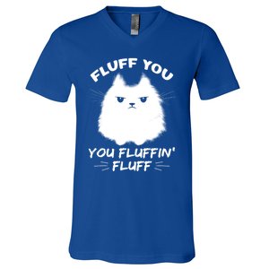 Fluff You You Fluffin' Fluff Gift Funny Cat Kitten Gift V-Neck T-Shirt