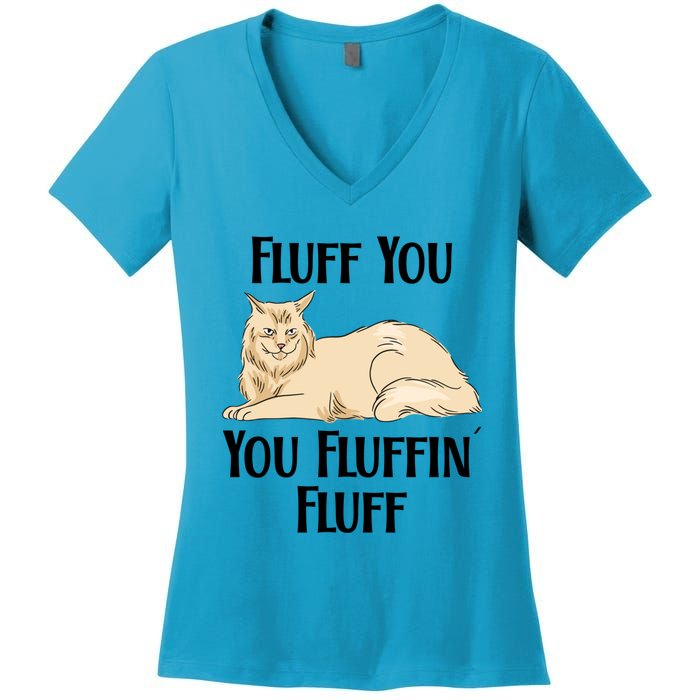 Fluff You You Fluffin Fluff Funny Cat Funny Gift Women's V-Neck T-Shirt