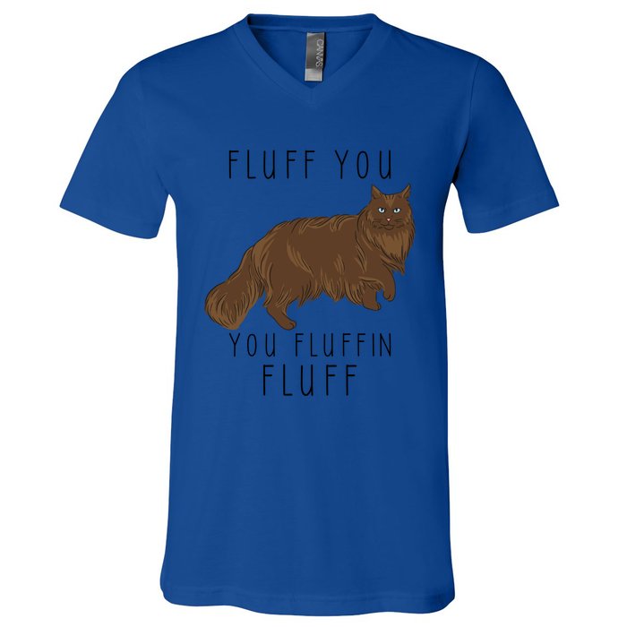 Fluff You You Fluffin Fluff Funny Cat Gift V-Neck T-Shirt