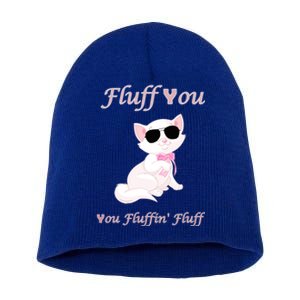 Fluff You You Fluffin' Fluff Gift Funny Cat Kitten Funny Gift Short Acrylic Beanie