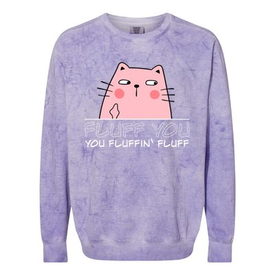 Fluff You You Fluffin Fluff Funny Saying Sarcastic Cat Great Gift Colorblast Crewneck Sweatshirt