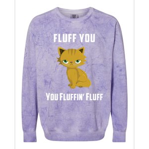 Fluff You You Fluffin' Fluff Funny Cute And Angry Cat Kitten Gift Colorblast Crewneck Sweatshirt