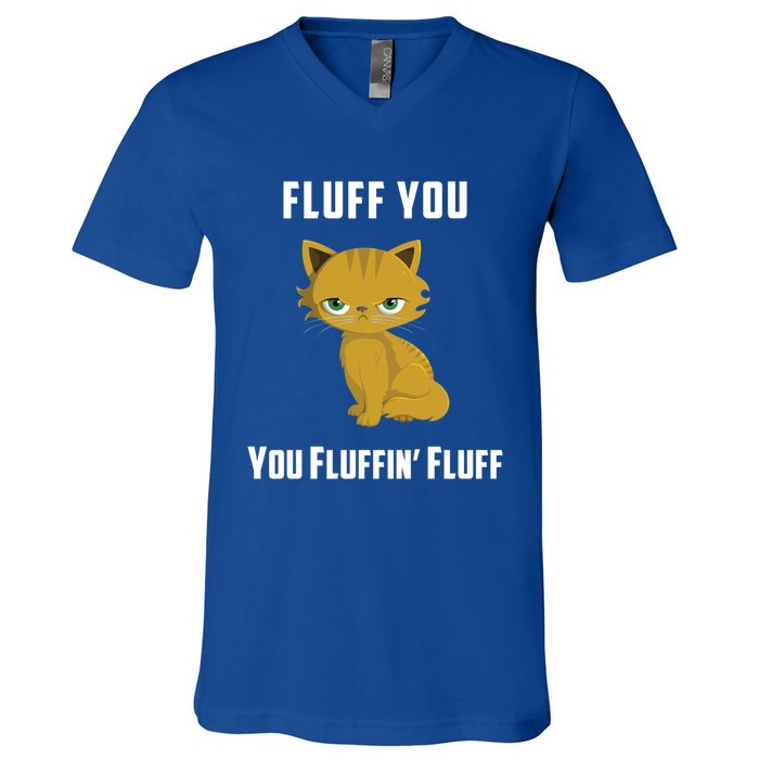 Fluff You You Fluffin' Fluff Funny Cute And Angry Cat Kitten Gift V-Neck T-Shirt