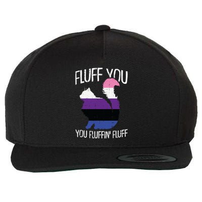 Fluff You You Fluffin Fluff Gendergreat Giftfluid Pride Cat Lgbtgreat Giftq Cute Wool Snapback Cap