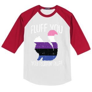 Fluff You You Fluffin Fluff Gendergreat Giftfluid Pride Cat Lgbtgreat Giftq Cute Kids Colorblock Raglan Jersey