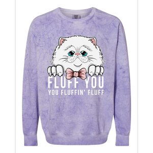 Fluff You You Fluffin' Fluff Outfit Funny Cat Kitten Design Gift Colorblast Crewneck Sweatshirt