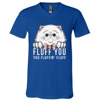 Fluff You You Fluffin' Fluff Outfit Funny Cat Kitten Design Gift V-Neck T-Shirt