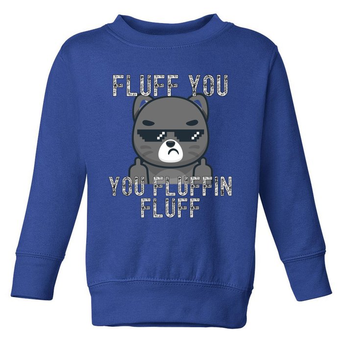 Fluff You You Fluffin Fluff Cat Flipping Off Gift Toddler Sweatshirt