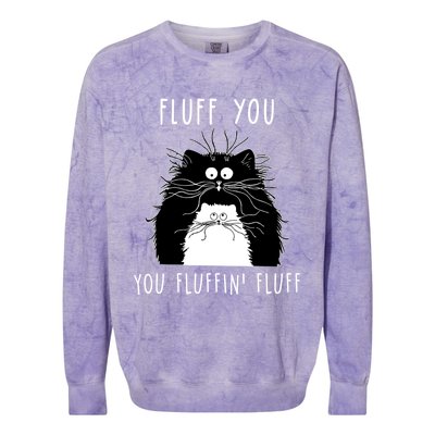 Fluff You You Fluffin' Fluff Cat Funny Sarcasm Cat Lover Gift Colorblast Crewneck Sweatshirt