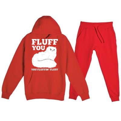 Fluff You You Fluffin' Fluff Cat Lover Gift Premium Hooded Sweatsuit Set