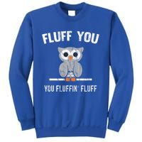 Fluff You You Fluffin' Fluff Cute Owl Distressed Gift Sweatshirt