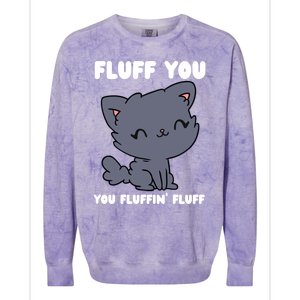 Fluff You You Fluffin' Fluff Funny Cat Kitten Lover Funny Gift Colorblast Crewneck Sweatshirt