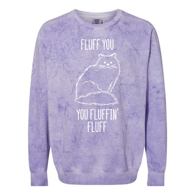 Fluff You You Fluffin' Fluff Funny Cat Kitten Lovers Gift Funny Gift Colorblast Crewneck Sweatshirt