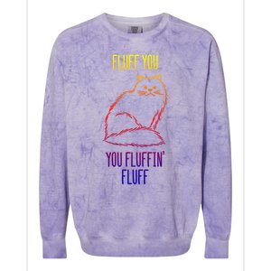 Fluff You You Fluffin' Fluff Funny Cat Kitten Lovers Gift Colorblast Crewneck Sweatshirt