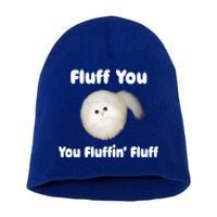 Fluff You You Fluffin' Fluff Funny Cat Kitten Meaningful Gift Short Acrylic Beanie