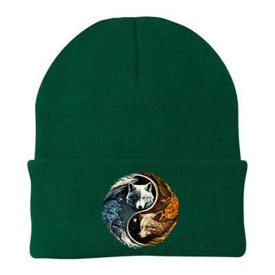 Fun Yin Yang Wolf Yin Yang Knit Cap Winter Beanie