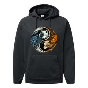 Fun Yin Yang Wolf Yin Yang Performance Fleece Hoodie