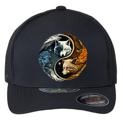 Fun Yin Yang Wolf Yin Yang Flexfit Unipanel Trucker Cap