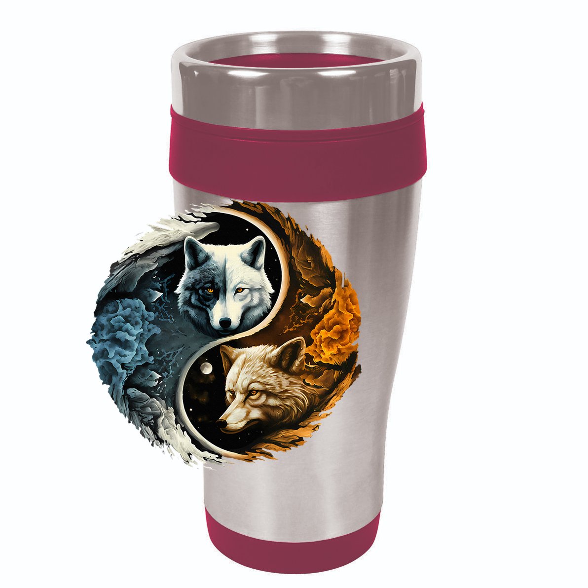 Fun Yin Yang Wolf Yin Yang 15oz Campfire Ceramic Mug