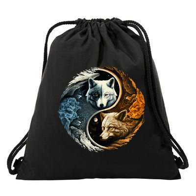 Fun Yin Yang Wolf Yin Yang Drawstring Bag