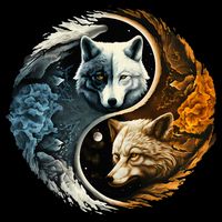 Fun Yin Yang Wolf Yin Yang Drawstring Bag
