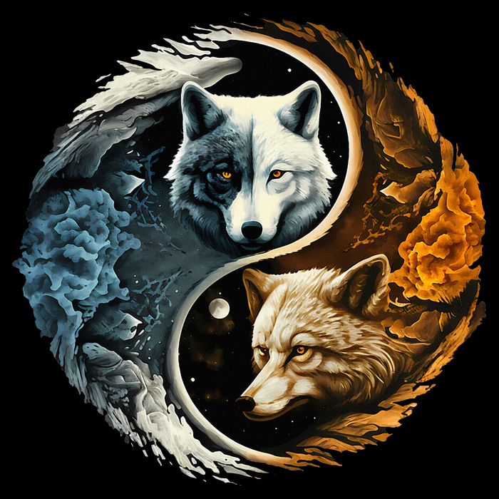 Fun Yin Yang Wolf Yin Yang Drawstring Bag
