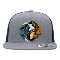 Fun Yin Yang Wolf Yin Yang Flat Bill Trucker Hat