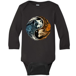 Fun Yin Yang Wolf Yin Yang Baby Long Sleeve Bodysuit