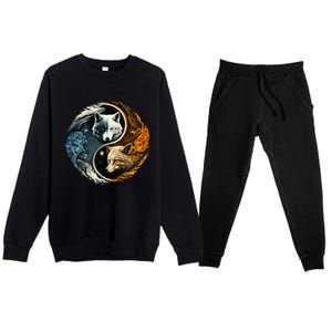 Fun Yin Yang Wolf Yin Yang Premium Crewneck Sweatsuit Set