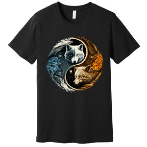 Fun Yin Yang Wolf Yin Yang Premium T-Shirt