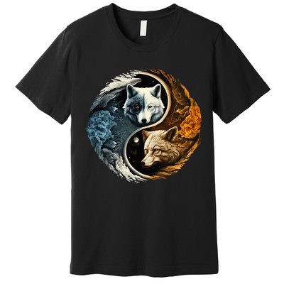 Fun Yin Yang Wolf Yin Yang Premium T-Shirt