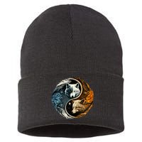 Fun Yin Yang Wolf Yin Yang Sustainable Knit Beanie