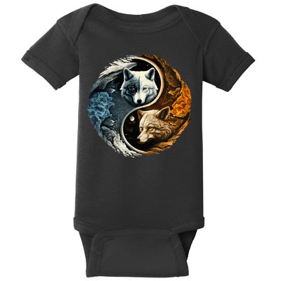 Fun Yin Yang Wolf Yin Yang Baby Bodysuit
